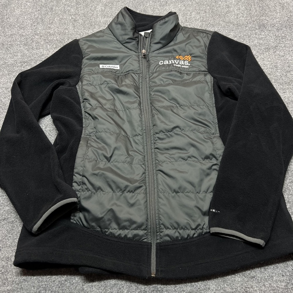 Columbia Omni-Heat Jacket Womens Large Black Fleece Lined Full Zip Canvas Credit - Picture 3 of 12